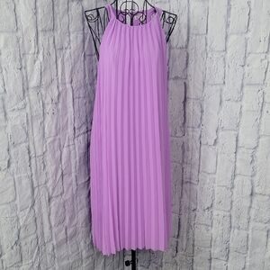 L. Love Lavender Pleated Sleeveless Spring Wedding Guest Dress Med. NWT